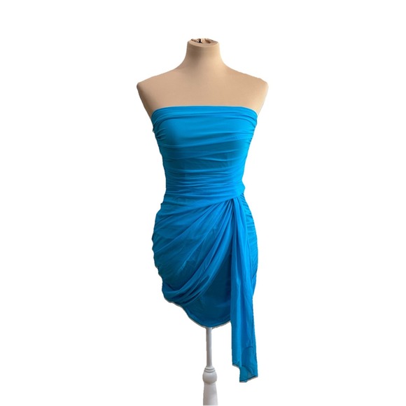 AMANDA UPRICHARD X REVOLVE Anja Blue Bodycon Mini Mesh Dress Small